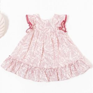 Tartine et Chocolat Burnt sienna with Liberty fabric and ruffles dress Size 2A